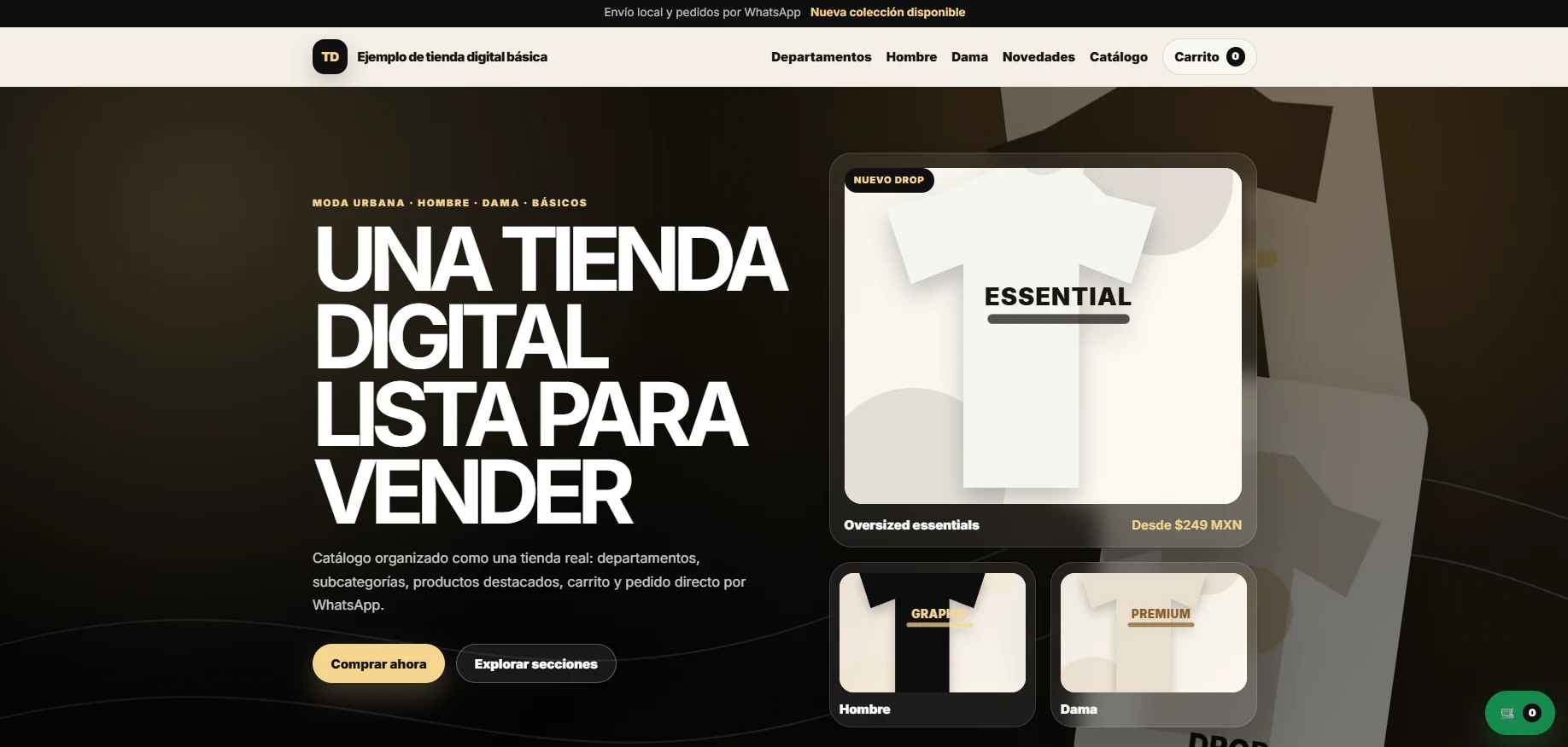 Screenshot real de Demo de Ventas Online